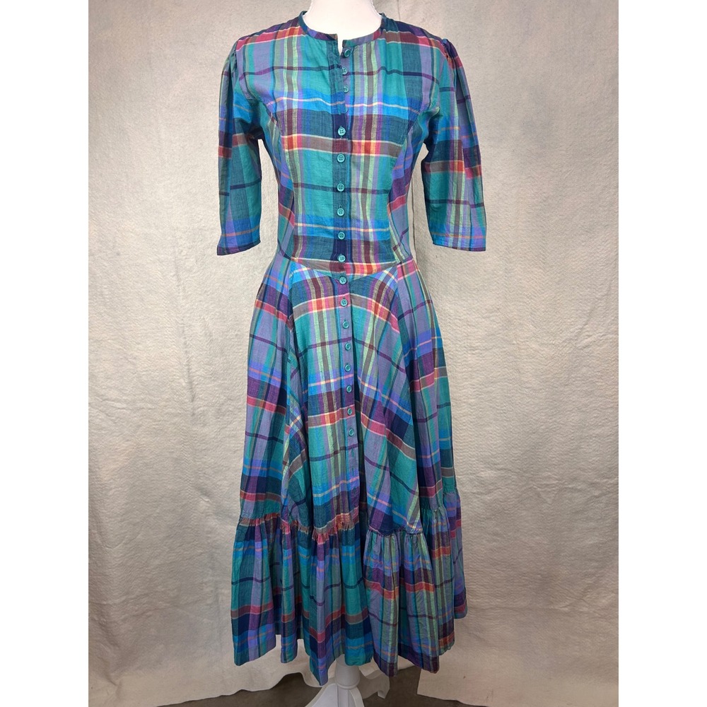 Vintage Librarían Cottagecore Retro Prairie Chic Western Cowgirl Boho Dress Sm